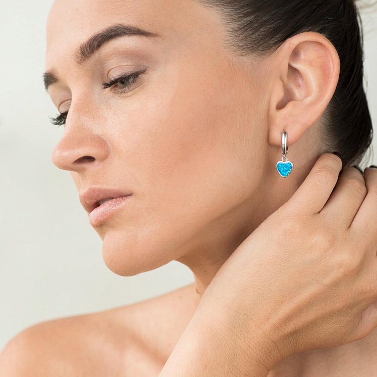 Срібні сережки "Сердечка" (емаль) 122198 від ювелірного магазину Онікс - 2