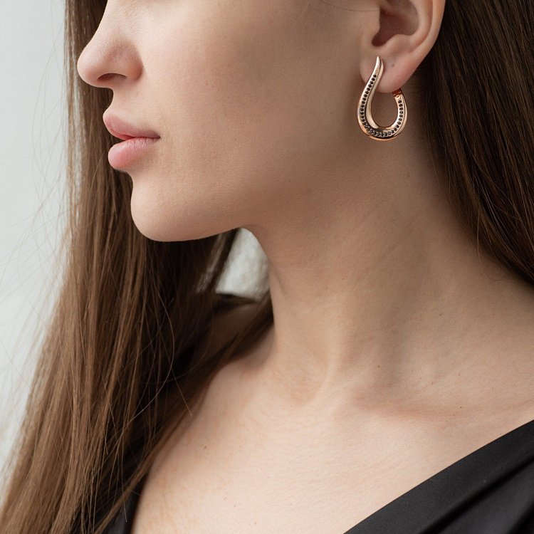 Золотые серьги "Грация" с06558 от ювелирного магазина Оникс - 1