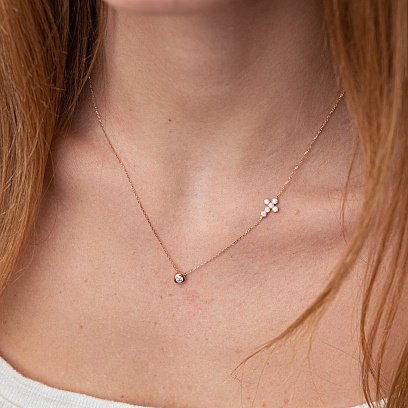 Золотое колье с крестиком (фианиты) кол02110 №2