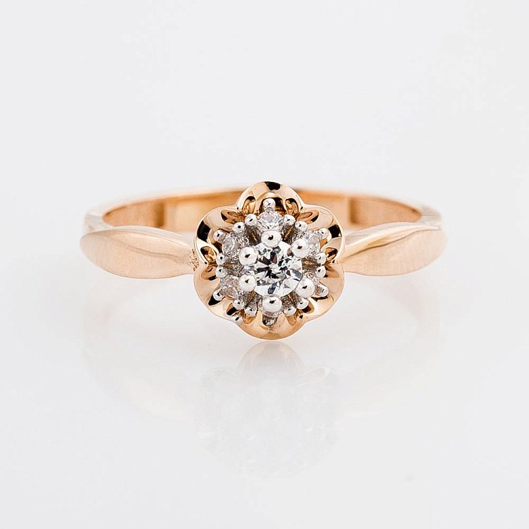 Золотое помолвочное кольцо (фианиты) к04893 от ювелирного магазина Оникс - 2