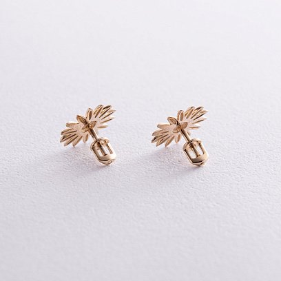 Сережки - пусети "Соняшники" у жовтому золоті с08226 №3