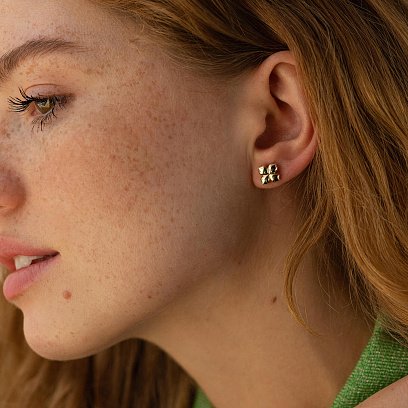 Серьги - пусеты "Клевер" в желтом золоте 335213100 №2