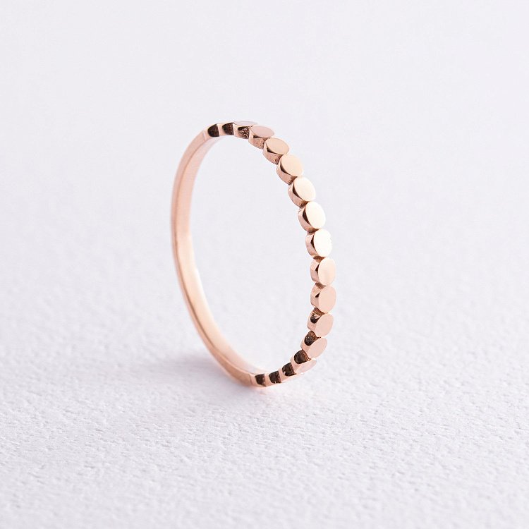 Мінімалістична каблучка "Кружочки" у червоному золоті к07088 від ювелірного магазину Онікс
