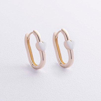 Серьги "Сердечки" в желтом золоте с09164