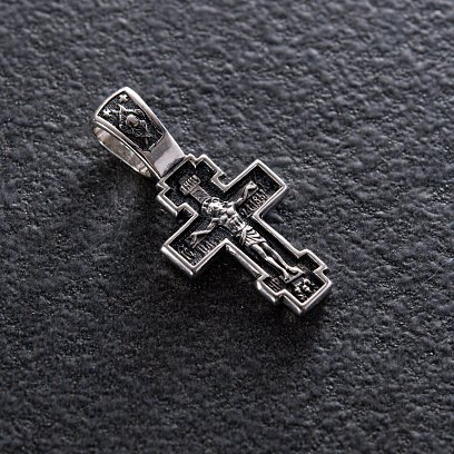 Срібний православний хрест "Розп'яття Христове. Покров Святої Богородиці" 133008 №4