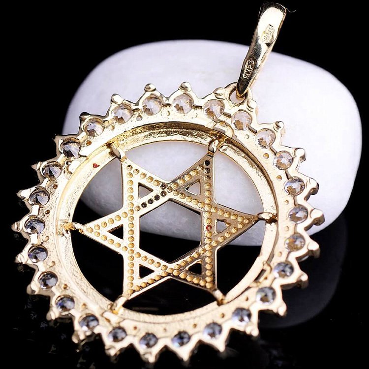 Золота підвіска "Зірка Давида" з фіанітами п01516 від ювелірного магазину Онікс - 1
