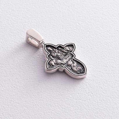 Серебряный крест "Спас Нерукотворный. Успение Божией Матери" 131111 №5