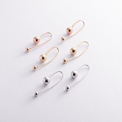 Золотые серьги "Вдохновение" с шариками с07982 №5