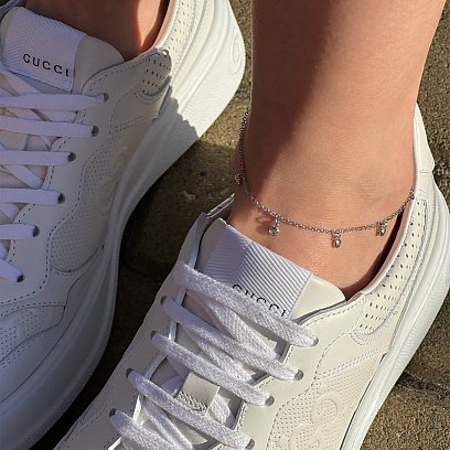 Срібний браслет на ногу з фіанітами 141599 №6