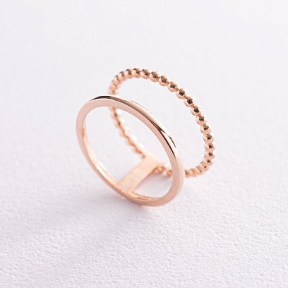 Подвійна каблучка з кульками (червоне золото) к07179