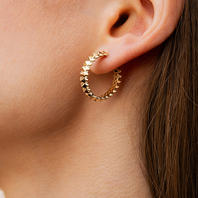 Серьги - кольца в желтом золоте с09299 №5