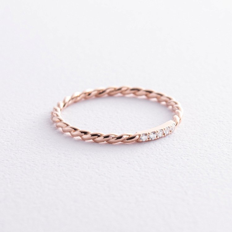 Каблучка "Мелоді" з фіанітами (червоне золото) к07546 від ювелірного магазину Онікс - 8