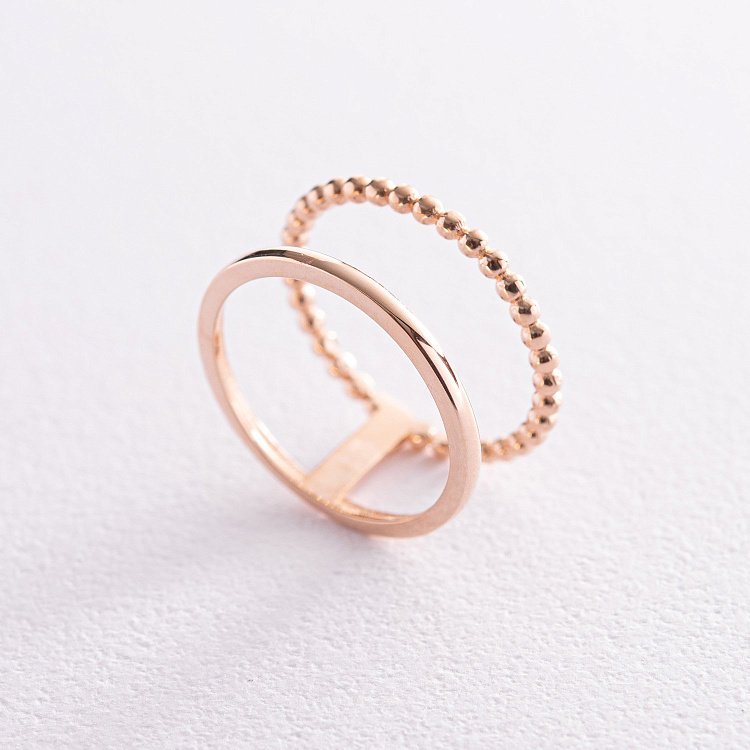 Подвійна каблучка з кульками (червоне золото) к07179 від ювелірного магазину Онікс