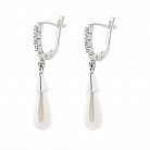 Срібні сережки (штучні перли, фіаніт) 121626 от ювелирного магазина Оникс - 1