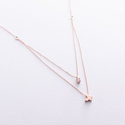 Золоте кольє "Метелик" (фіаніт) кол01437