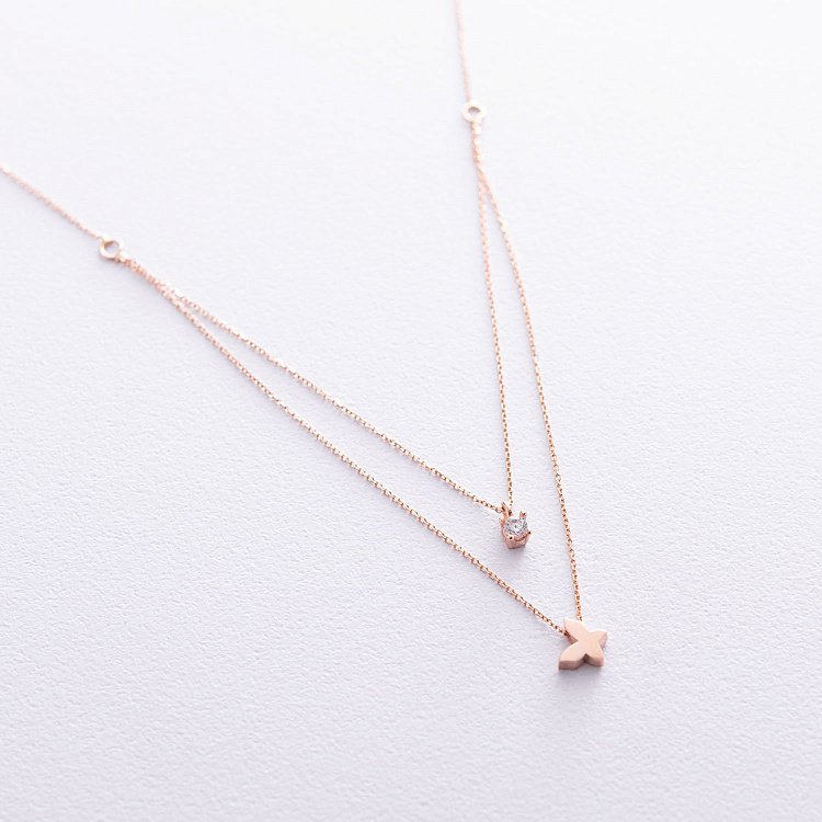 Золоте кольє "Метелик" (фіаніт) кол01437 від ювелірного магазину Онікс