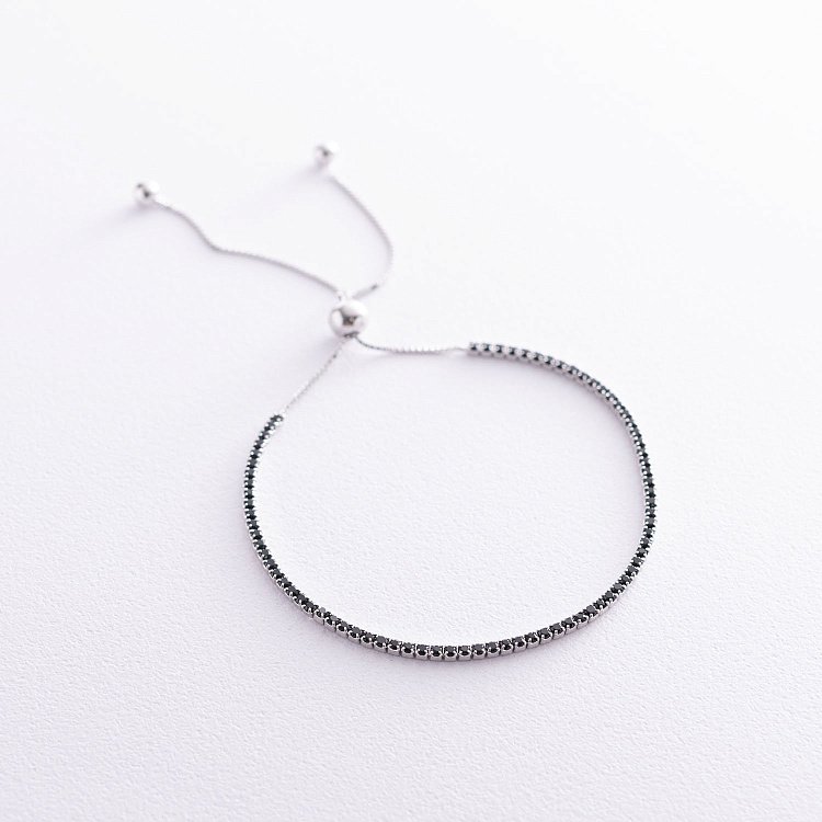 Срібний браслет "Витончений" з чорними фіанітами 141493 від ювелірного магазину Онікс