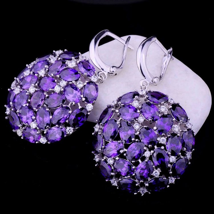 Сережки з фіанітами (родій) 121524 від ювелірного магазину Онікс - 1