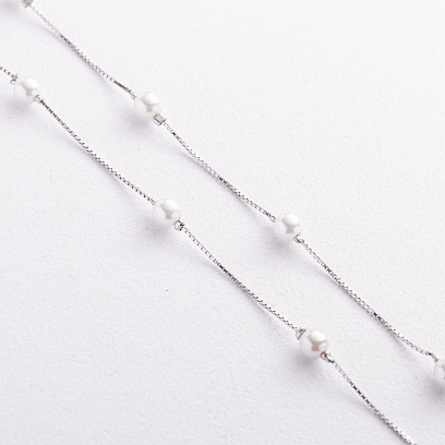 Серебряное колье с жемчугом 181377 №2