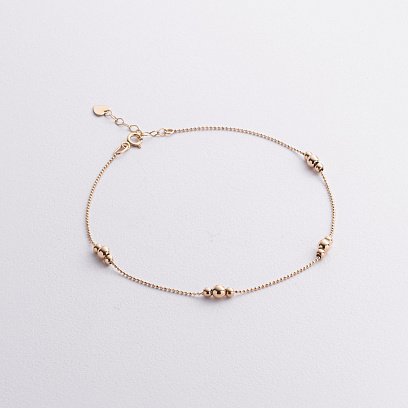 Золотой браслет "Шарики" на ногу б05554