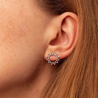 Серебряные серьги - пусеты "Солнце" 123205 №9