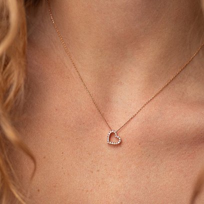 Золоте кольє "Сердечко" з діамантами колб0131di №4