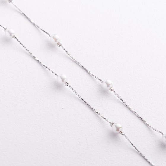 Серебряное колье с жемчугом 181377 №2