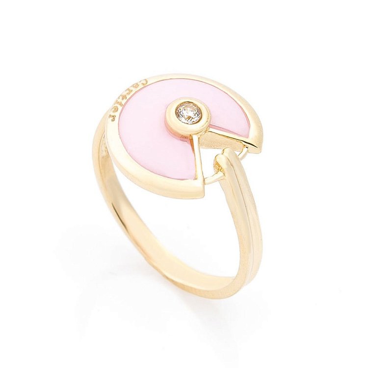 Золотое кольцо (керамика, фианит) к05418 от ювелирного магазина Оникс