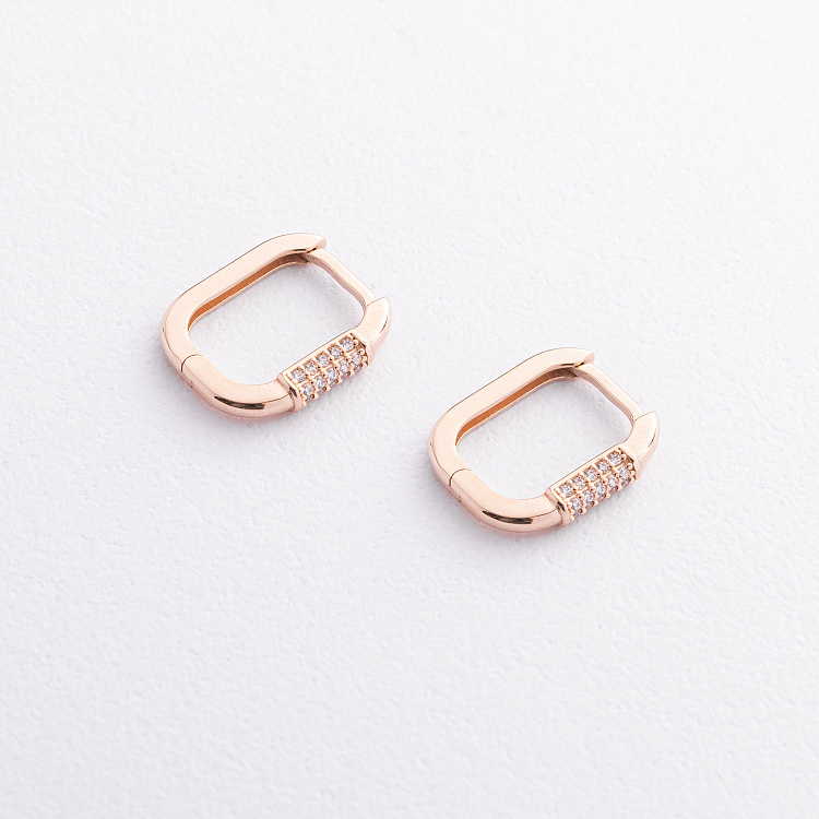 Золоті сережки з фіанітами с09112 від ювелірного магазину Онікс - 1