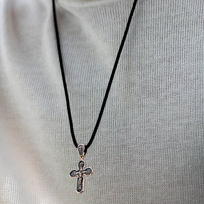 Православний золотий хрест "Розп'яття Христове. Спас Нерукотворний. Ікона Божої Матері знамення. Святитель Миколай" п02699 №2