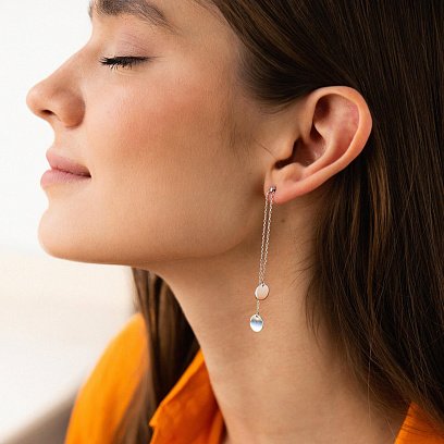 Срібні сережки "Монетки на ланцюжку" 902-01112 №3