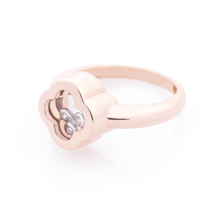 Золотое кольцо "Клевер" (ювелирное стекло, фианит) к05503 от ювелирного магазина Оникс