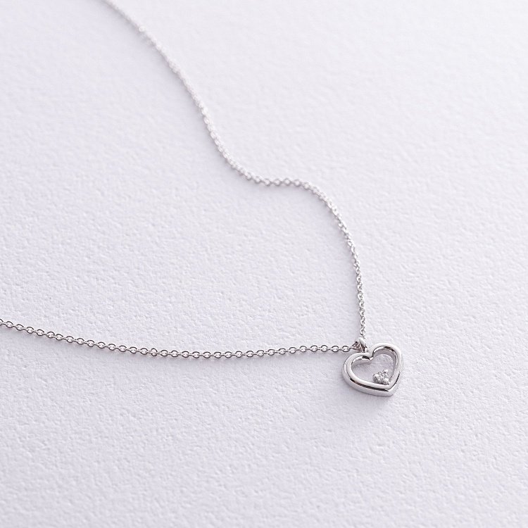 Золотое колье "Сердечко" с бриллиантом колб0110y от ювелирного магазина Оникс - 4