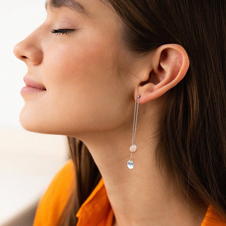 Срібні сережки "Монетки на ланцюжку" 902-01112 від ювелірного магазину Онікс - 2