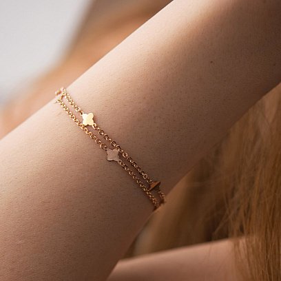 Двойной браслет "Клевер" в красном золоте б05199 №2