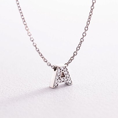 Серебряное колье с буквой "А" с фианитами 1103 А