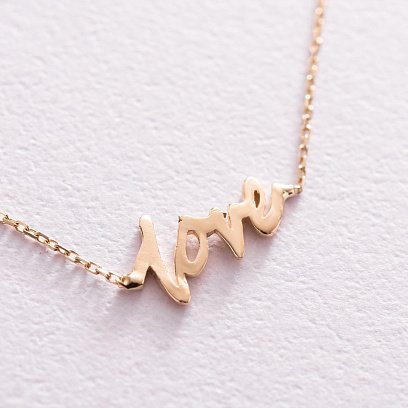 Золотой браслет "Love" на ногу б04864 №4