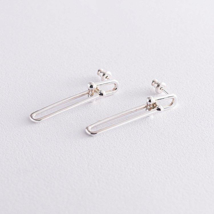 Серебряные серьги - пусеты "Идея" 122742 от ювелирного магазина Оникс - 8