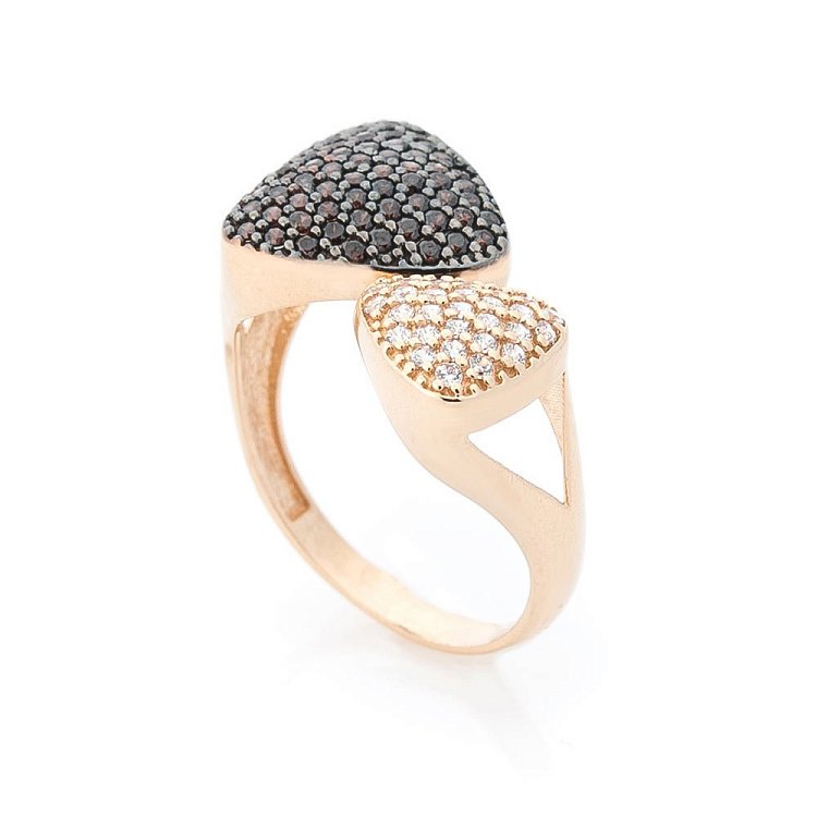 Золота каблучка з фіанітами к05536 від ювелірного магазину Онікс