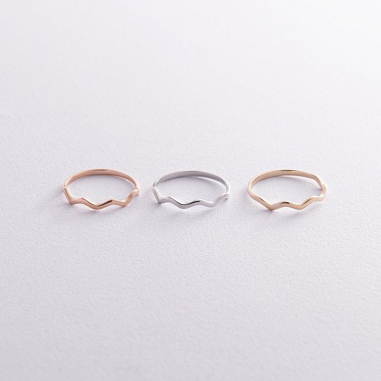 Кольцо "Волна" в белом золоте к06730 от ювелирного магазина Оникс - 4