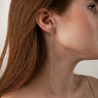 Сережки "Кульки на ланцюжку" (червоне золото) с09372 №4