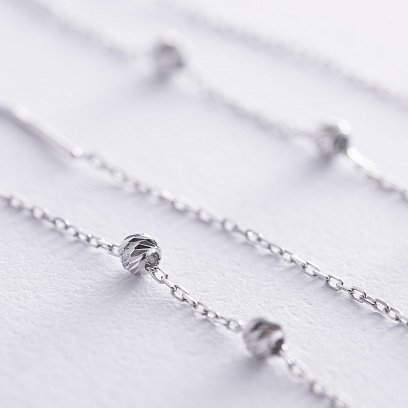 Висячие серьги с шариками в белом золоте (протяжки) с08337 №3