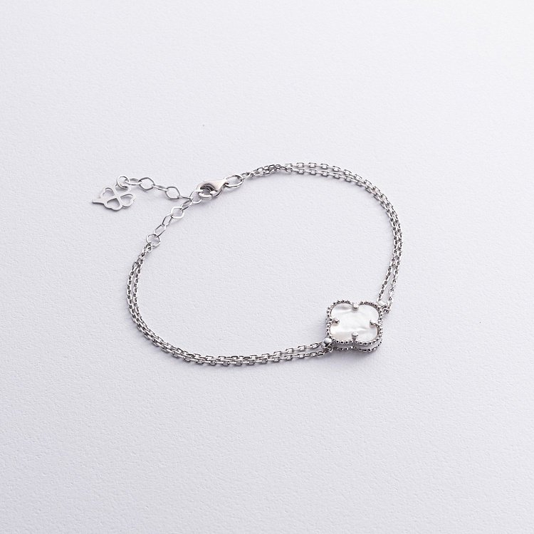 Срібний браслет "Конюшина" (перламутр) 141721 від ювелірного магазину Онікс