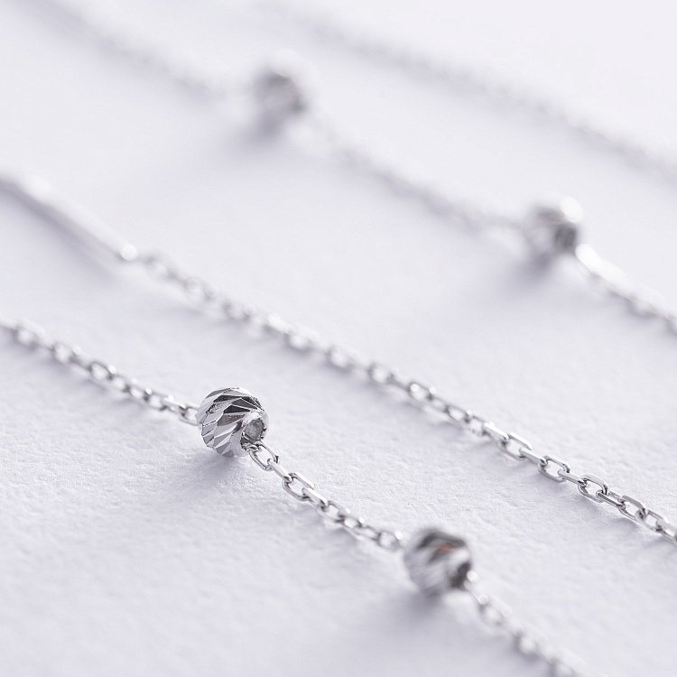 Висячие серьги с шариками в белом золоте (протяжки) с08337 от ювелирного магазина Оникс - 2