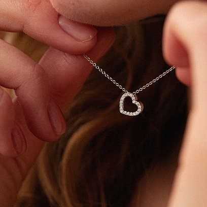 Золотое колье "Сердечко" с бриллиантами колб0087ca №2