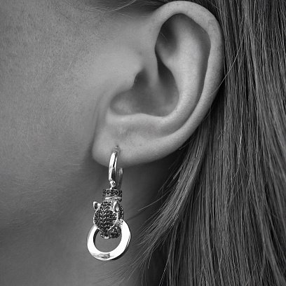 Золоті сережки "Пантери" з фіанітами с07161 №7