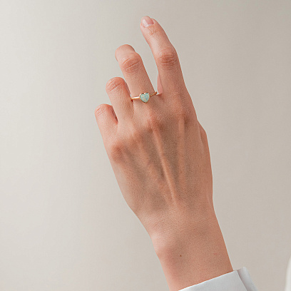 Каблучка "Сердечко" з опалом (жовте золото) К08312 №2