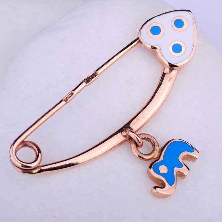 Золотая булавка "Слоник" (эмаль) зак00093с от ювелирного магазина Оникс