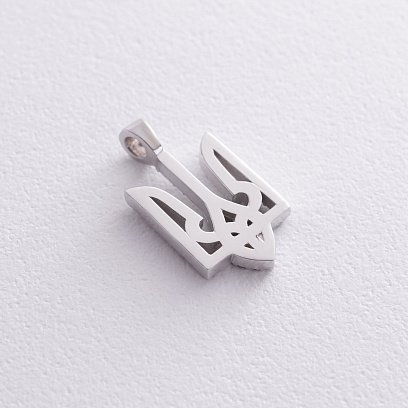 Серебряный кулон "Герб Украины - Тризуб" с фианитами (кулон под чокер) 1103 №3