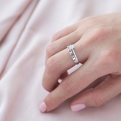 Золотое помолвочное кольцо  "Я люблю тебя" с фианитами к07142 №7